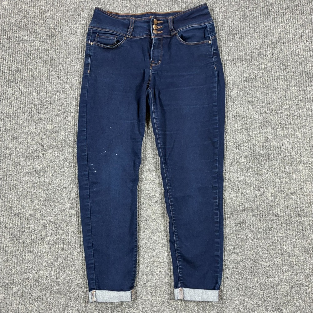 Wax Jean Womens Skinny Jeans Size 11 Dark Wash Denim Cuffed Mid Rise Stretch